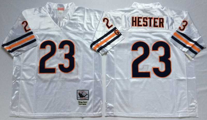 Men%27s Chicago Bears #23 Devin Hester White Throwback Stitched Football Jersey