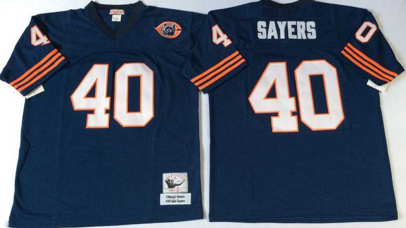 Men%27s Chicago Bears #40 Gale Sayers Navy Throwback Stitched Football Jersey