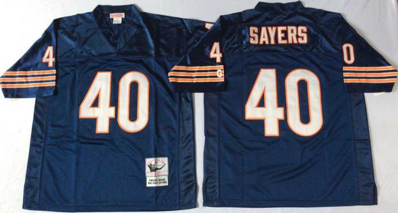 Men%27s Chicago Bears #40 Gale Sayers Navy 1985 Throwback Jersey