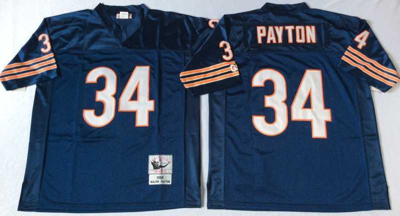 Men%27s Chicago Bears #34 Walter Payton Navy 1985 Throwback Jersey