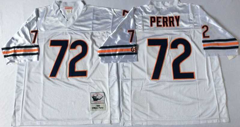 Men%27s Chicago Bears #72 William Perry White Road Throwback Jersey