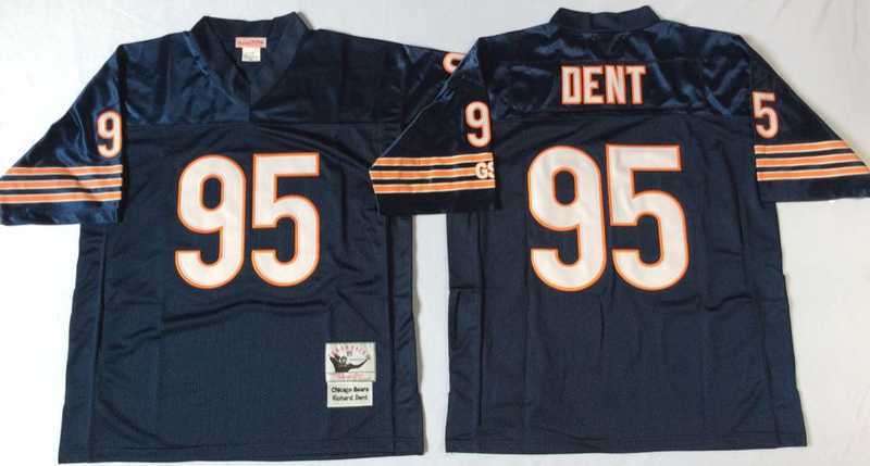 Men%27s Chicago Bears #95 Richard Dent Navy Throwback Stitched Football Jersey
