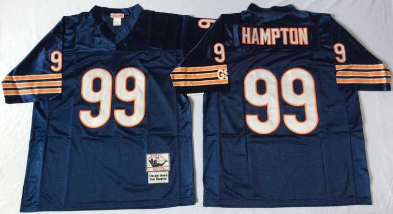 Men%27s Chicago Bears #99 Dan Hampton Navy 1985 Throwback Jersey