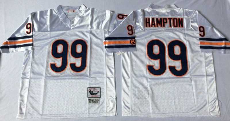 Men%27s Chicago Bears #99 Dan Hampton White Road Throwback Jersey