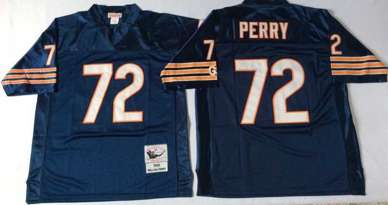 Men%27s Chicago Bears #72 William Perry Navy 1985 Throwback Jersey