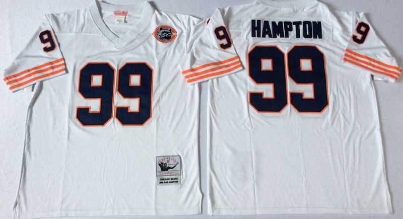 Men%27s Chicago Bears #99 Dan Hampton White Throwback Stitched Football Jersey