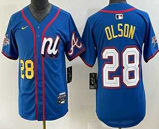 Youth Atlanta Braves #28 Matt Olson Number Blue 2025 All Star Limited Stitched Jersey Dzhi