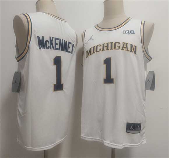 Men%27s Michigan Wolverines #1 Trey McKenney White 2026 Vapor Limited Stitched Jersey
