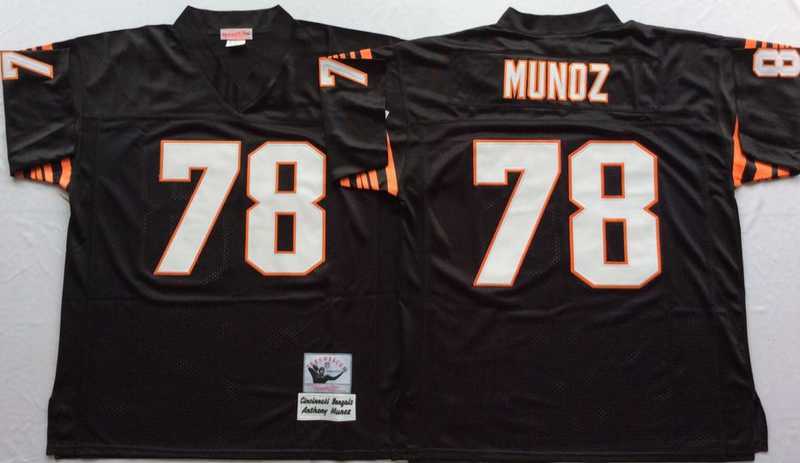 Men%27s Cincinnati Bengals #78 Anthony Munoz Black Throwback Stitched Football Jersey