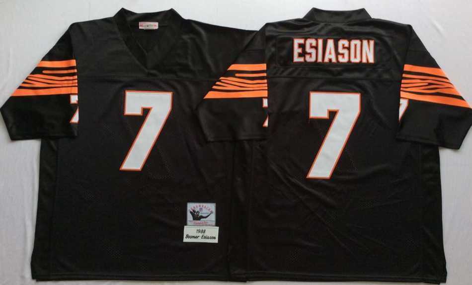 Men%27s Cincinnati Bengals #7 Boomer Esiason Black Throwback Stitched Football Jersey