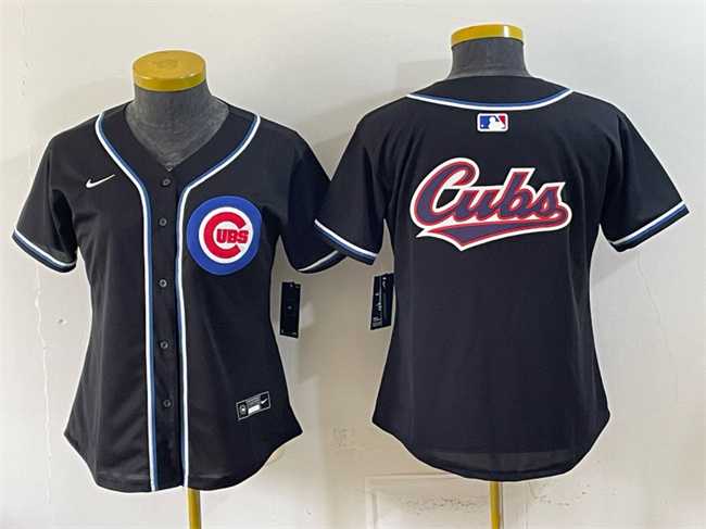 Youth Chicago Cubs Team Big Logo 2026 Fashion Replica Black Out Stitched Jersey Dzhi