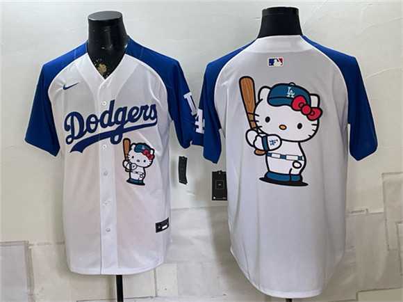 Men%27s Los Angeles Dodgers Hello Kitty White Royal Vapor Limited Stitched Jersey