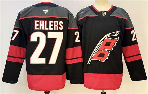 Men%27s Carolina Hurricanes #27 Nikolaj Ehlers Black 2024-25 Home Stitched Hockey Jersey