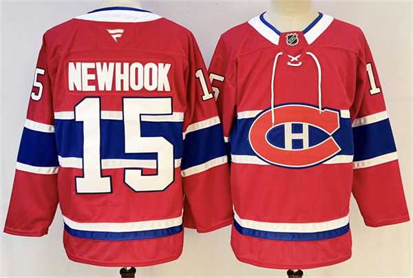 Men%27s Montreal Canadiens #15 Alex Newhook Red 2024-25 Stitched Jersey