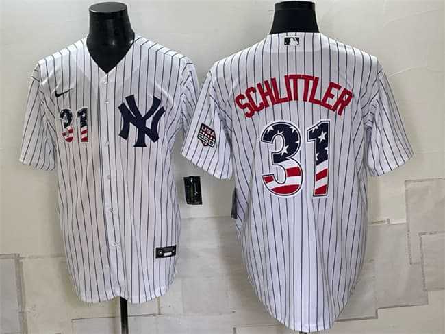 Men%27s New York Yankees #31 Cam Schlittler White 2026 All-Star Edition Stars & Stripes Stadium Pick-A-Player Stitched Jersey Dzhi