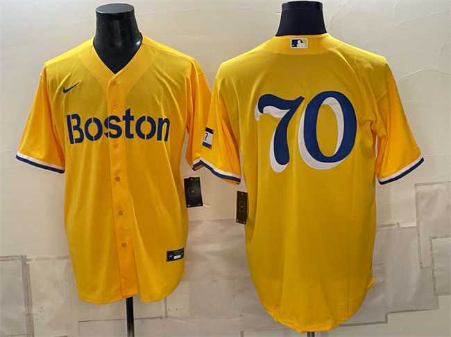 Men%27s Boston Red Sox #70 Payton Tolle Gold City Connect Stitched Jersey