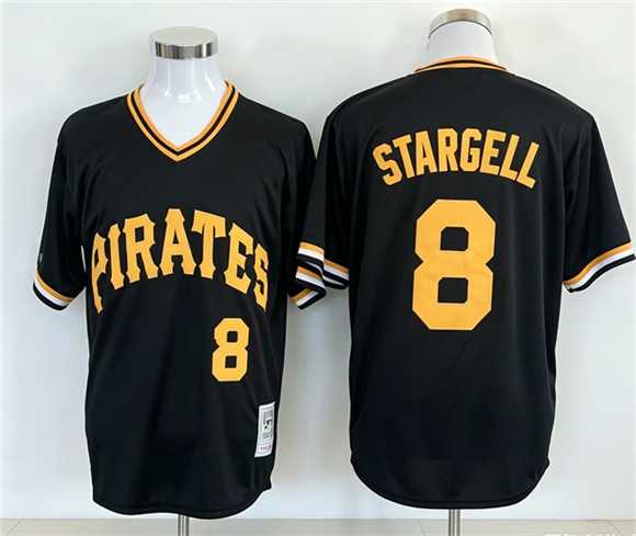 Men%27s Pittsburgh Pirates #8 Willie Stargell Black Stitched Jersey