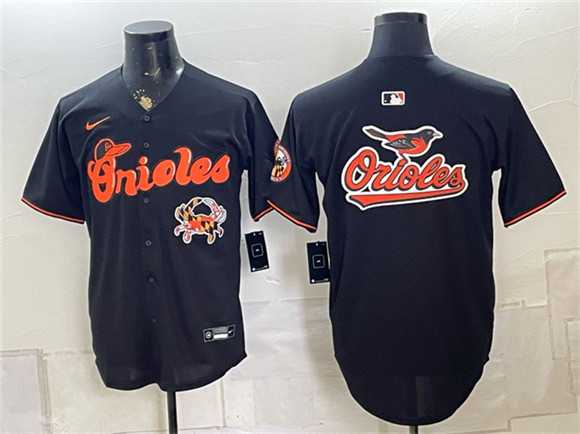 Men%27s Baltimore Orioles Team Big Logo Black With Patch Vapor Premier Limited Stitched Baseball Jersey
