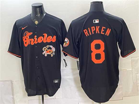 Men%27s Baltimore Orioles #8 Cal Ripken Jr. Black With Patch Vapor Premier Limited Stitched Jersey