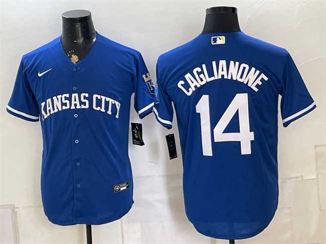 Men%27s Kansas City Royals #14 Jac Caglianone Royal Cool Base Stitched Jersey