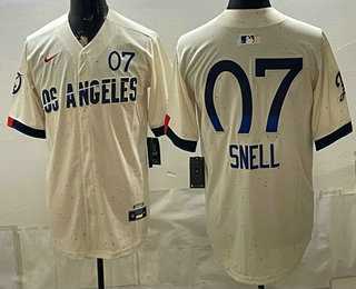 Men%27s Los Angeles Dodgers #7 Blake Snell Cream 2024 City Connect Limited Stitched Jersey