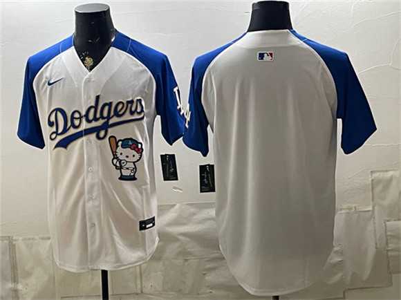 Men%27s Los Angeles Dodgers Blank White Royal Gold Hello Kitty Vapor Limited Stitched Jersey
