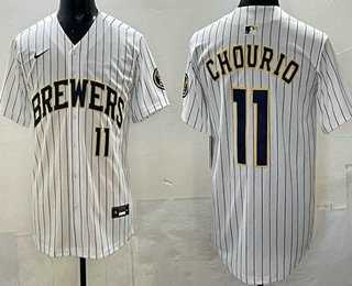 Men%27s Milwaukee Brewers #11 Jackson Chourio White Limited Jersey