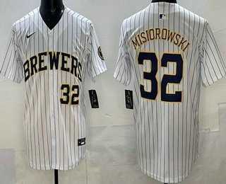 Men%27s Milwaukee Brewers #32 Jacob Misiorowski White Limited Jersey