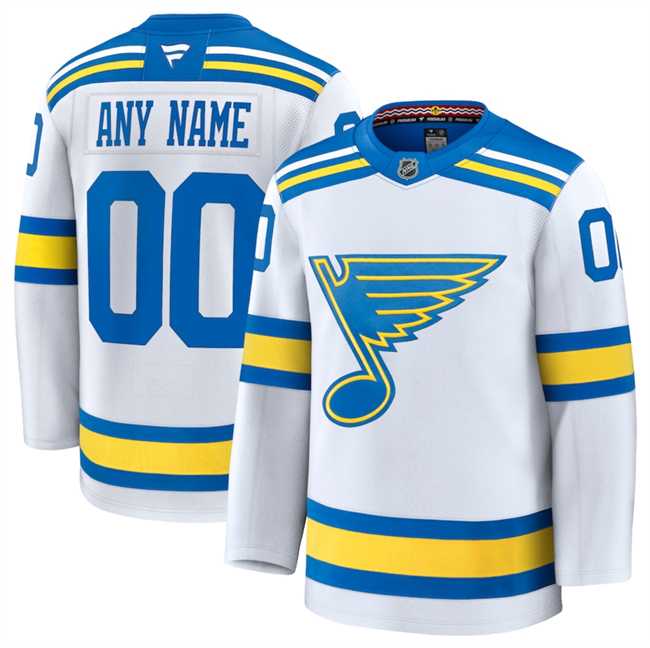 Men%27s St. Louis Blues Active Player Custom White 2024-25 Away Stitched Hockey Jersey
