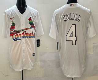 Men%27s St Louis Cardinals #4 Yadier Molina White Mexico Cool Base Stitched Jersey