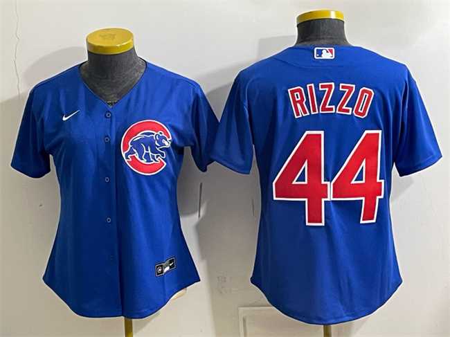 Women%27s Chicago Cubs #44 Anthony Rizzo Royal Stitched Jersey(Run Small)