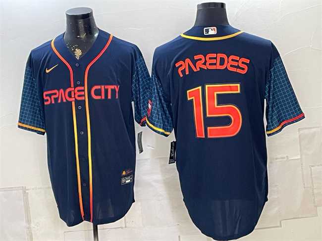 Men%27s Houston Astros #15 Isaac Paredes Navy City Connect Cool Base Stitched Jersey