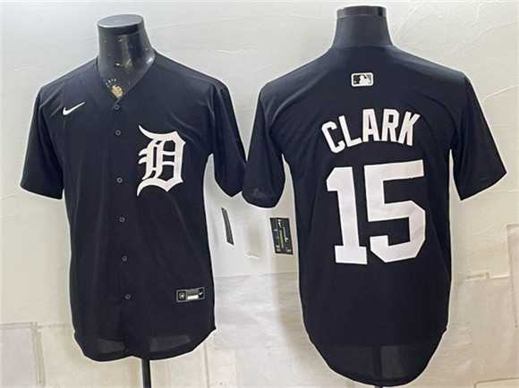 Men%27s Detroit Tigers #15 Max Clark Black 2026 Cool Base Stitched Jersey