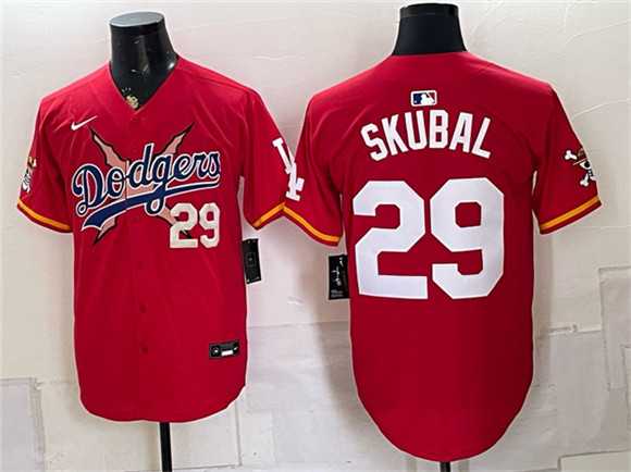 Men%27s Los Angeles Dodgers x One Piece #29 Tarik Skubal Red Vapor Premier Limited Stitched Jersey Dzhi