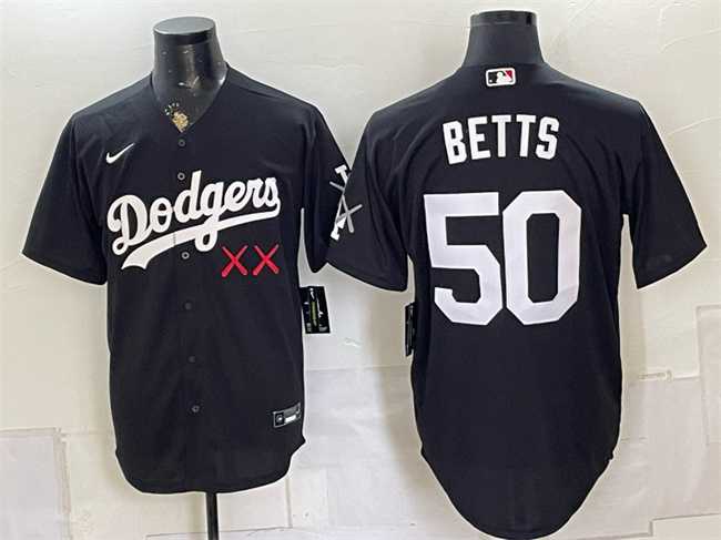 Men%27s Los Angeles Dodgers x KAWS #50 Mookie Betts Black Vapor Premier Limited Stitched Jersey