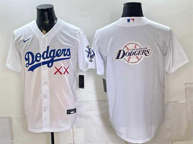 Men%27s Los Angeles Dodgers x KAWS Team Big Logo White Vapor Premier Limited Stitched Jersey Dzhi