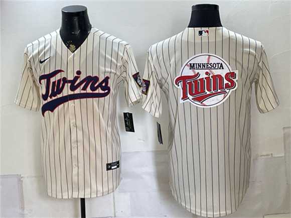 Men%27s Minnesota Twins Team Big Logo Cream 2026 Field of Dreams Stadium Stitched Jersey Dzhi