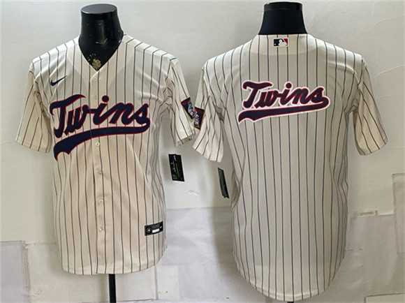 Mens Minnesota Twins Team Big Logo Cream 2026 Field of Dreams Stadium Stitched Jersey