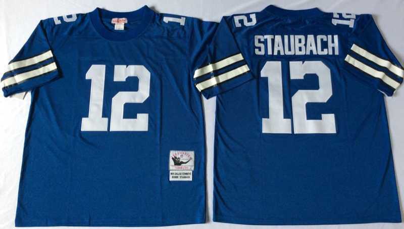 Men%27s Dallas Cowboys #12 Roger Staubach Blue Throwback Stitched Football Jersey