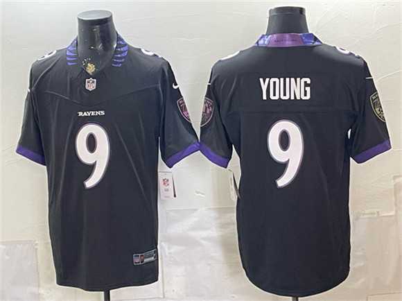 Men%27s Baltimore Ravens #9 Zion Young Black 2026 F.U.S.E. Vapor Stitched Limited Jersey