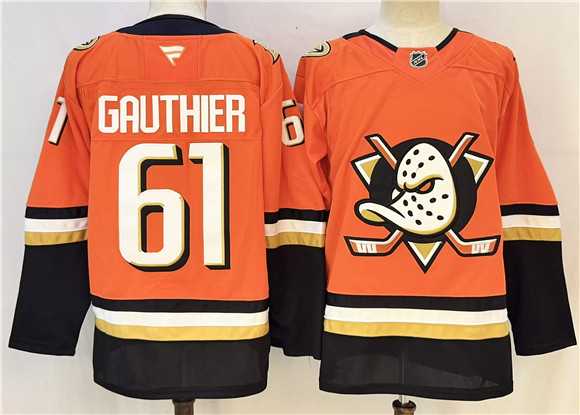Men%27s Anaheim Ducks #61 Cutter Gauthier Orange 2026 Home Stitched Hockey Jersey