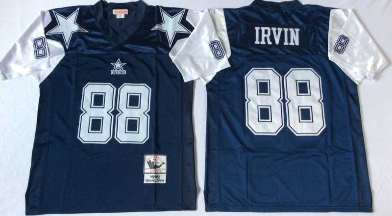 Men%27s Dallas Cowboys #88 Michael Irvin Navy Thanksgiving Throwback Stitched Football Jersey