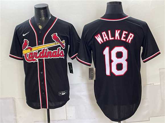 Men%27s St. Louis Cardinals #18 Jordan Walker 2026 Fashion Replica Black Out Stitched Jersey