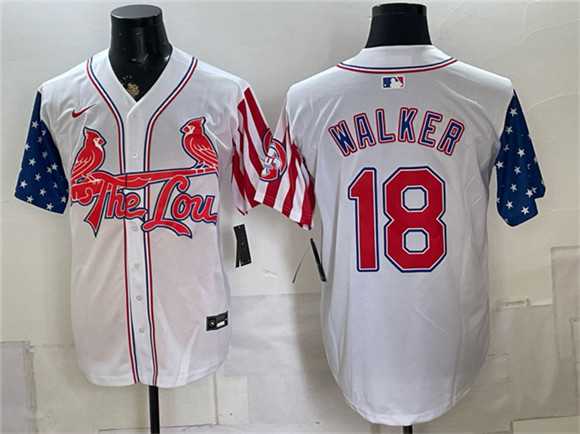 Men%27s St. Louis Cardinals #18 Jordan Walker 2026 White Independence Day Vapor Limited Stitched Jersey Dzhi