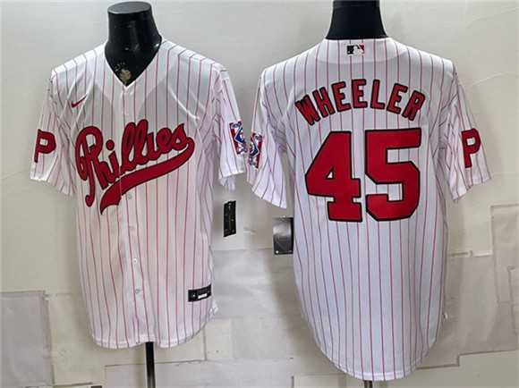 Men%27s Philadelphia Phillies #45 Zack Wheeler White 2026 Field of Dreams Stadium Stitched Jersey