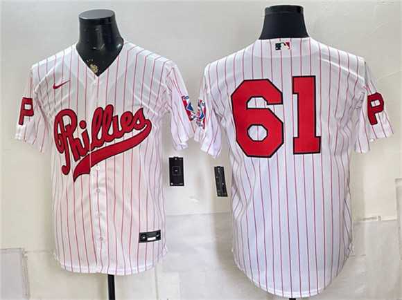 Men%27s Philadelphia Phillies #61 Cristopher Sanchez White 2026 Field of Dreams Stadium Stitched Baseball Jersey