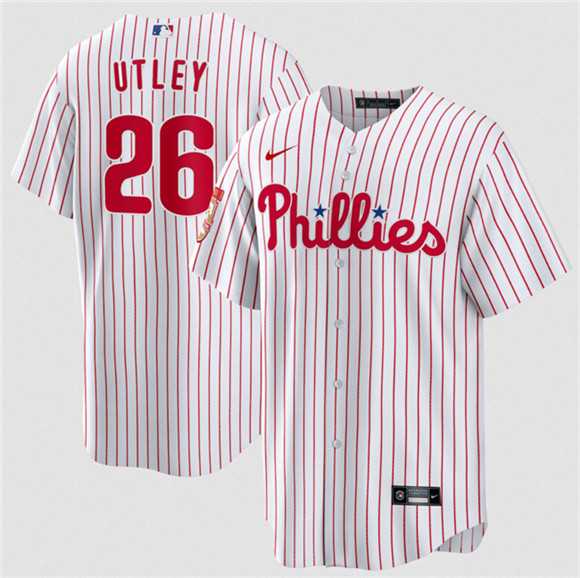 Men%27s Philadelphia Phillies #26 Chase Utley White 2026 Cool Base Stitched Jersey Dzhi