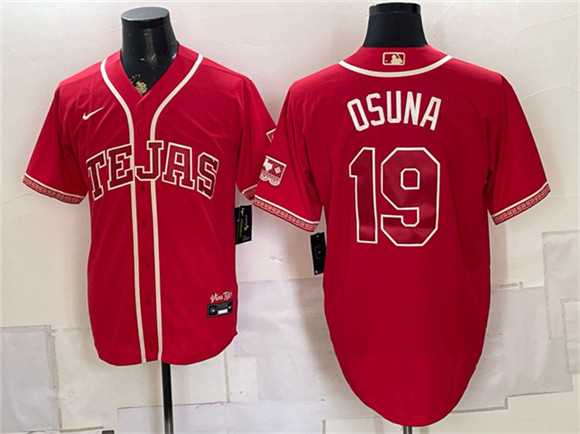 Men%27s Texas Rangers #19 Alejandro Osuna Red 2026 City Connect Stadium Stitched Jersey Dzhi
