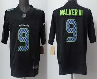 Men%27s Seattle Seahawks #9 Kenneth Walker III Limited Black Fashion FUSE Vapor Jersey
