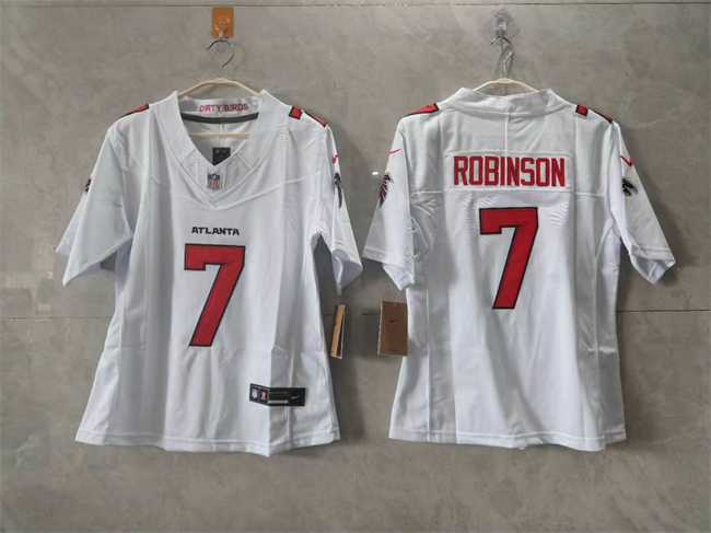 Women%27s Atlanta Falcons #7 Bijan Robinson White 2026 New F.U.S.E. Stitched Jersey(Run Small)